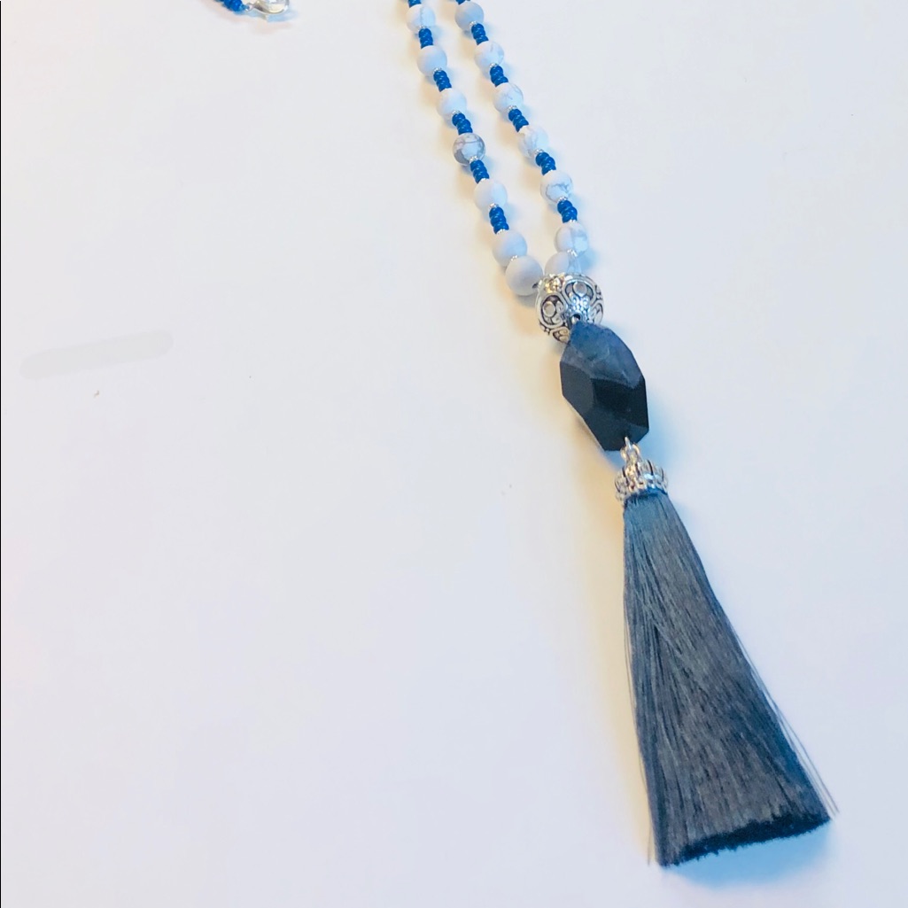 Beads & Agate Tassel Necklace